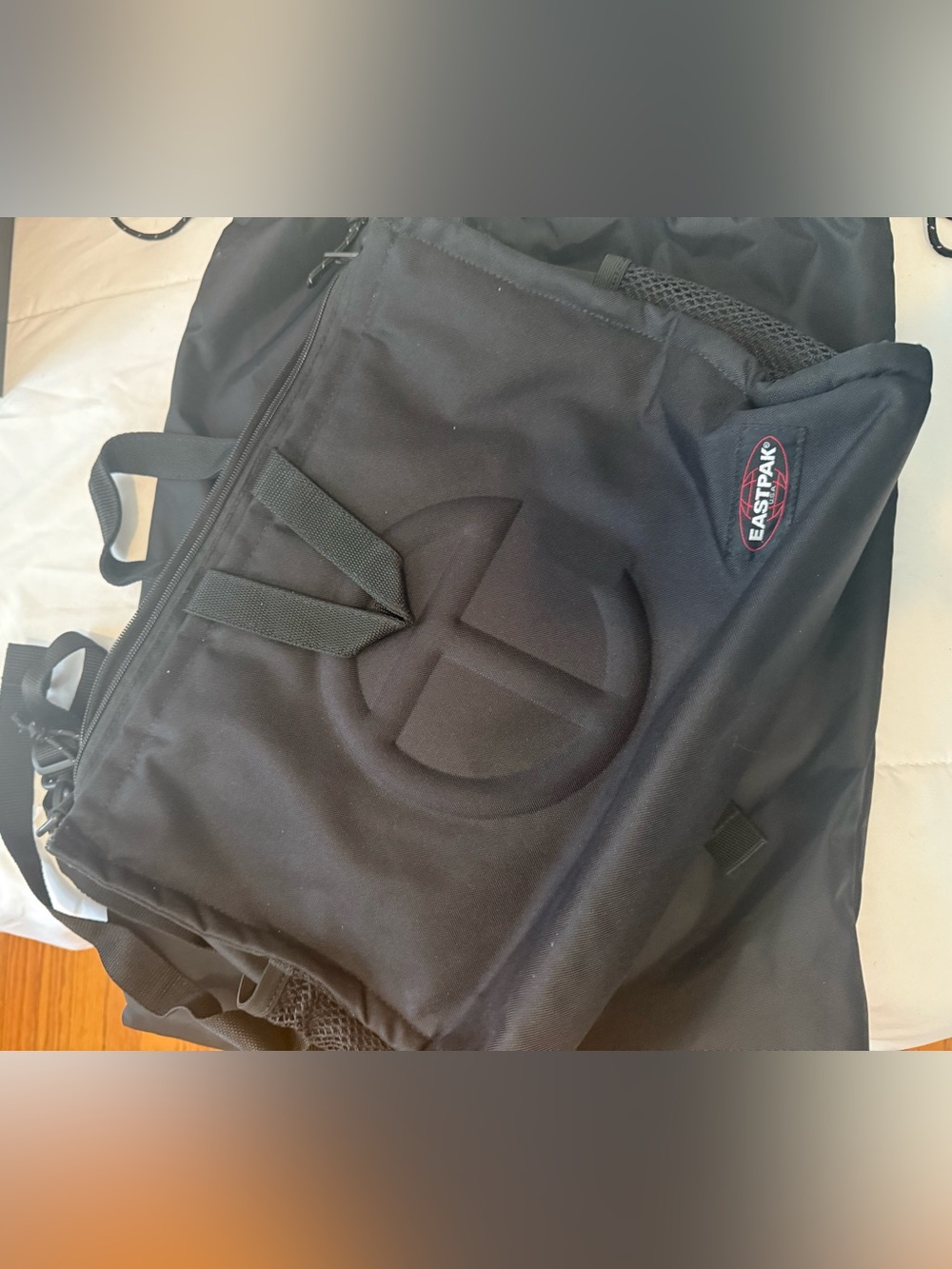 TelfarxEastpak Black Messenger Crossbody Organizer with Embossed Logo backpack